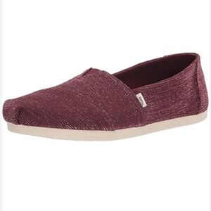 Toms Alpargata Burgundy Glimmer Loafers Slip On Glitter Easy Canvas Sneakers 7